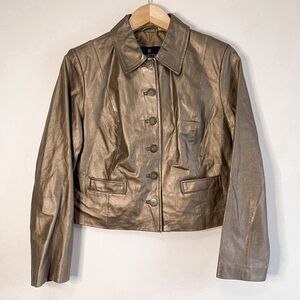 Vintage Metallic Bronze B Collection Leather Jacket Size LP